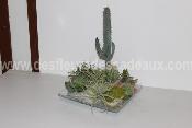 Cactus en coupe zinc carré fausses plantes